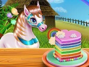 Rainbow Cake Baking with Pony Friends